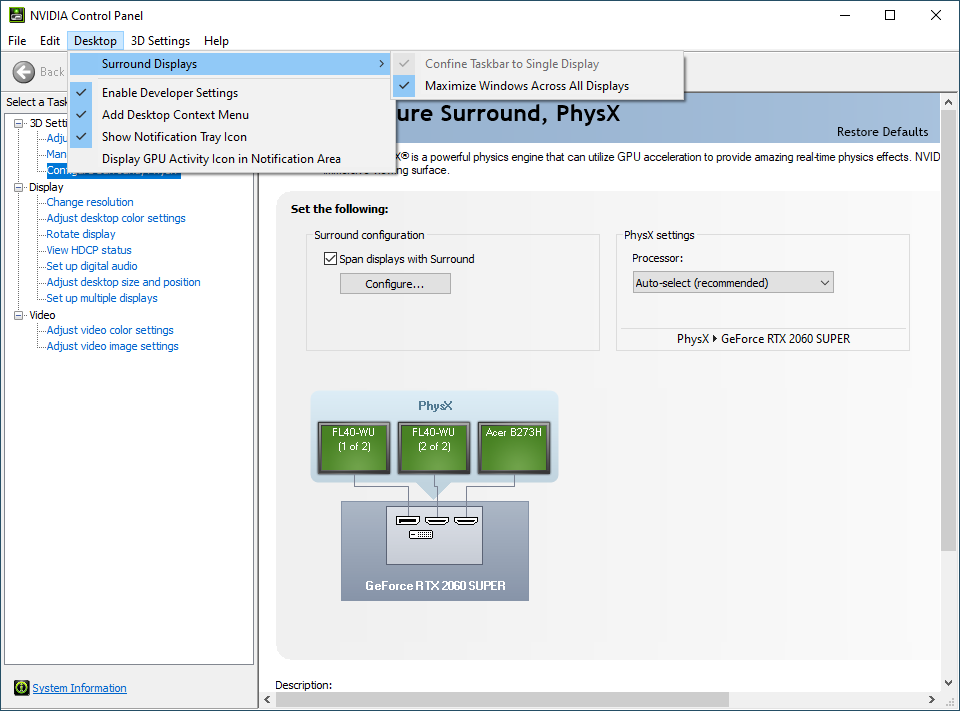 How to Configure Surround Physx Configuration  